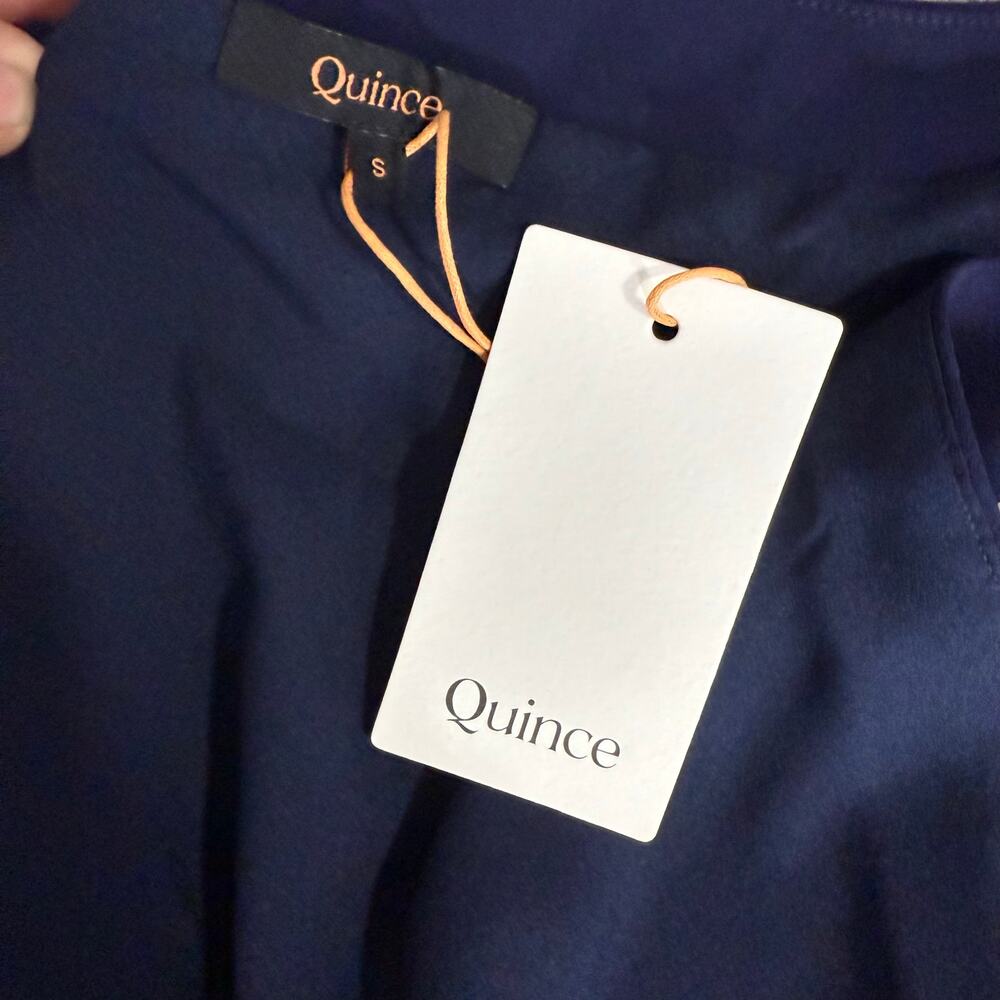 Quince Stretch Crepe Vest, Textured Navy, S - Picture 3 of 5